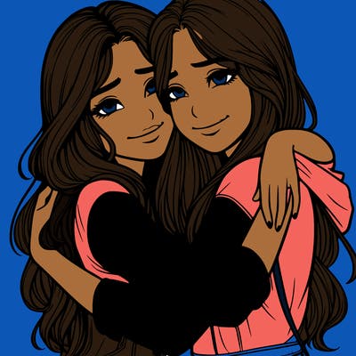 realistic girls hugging