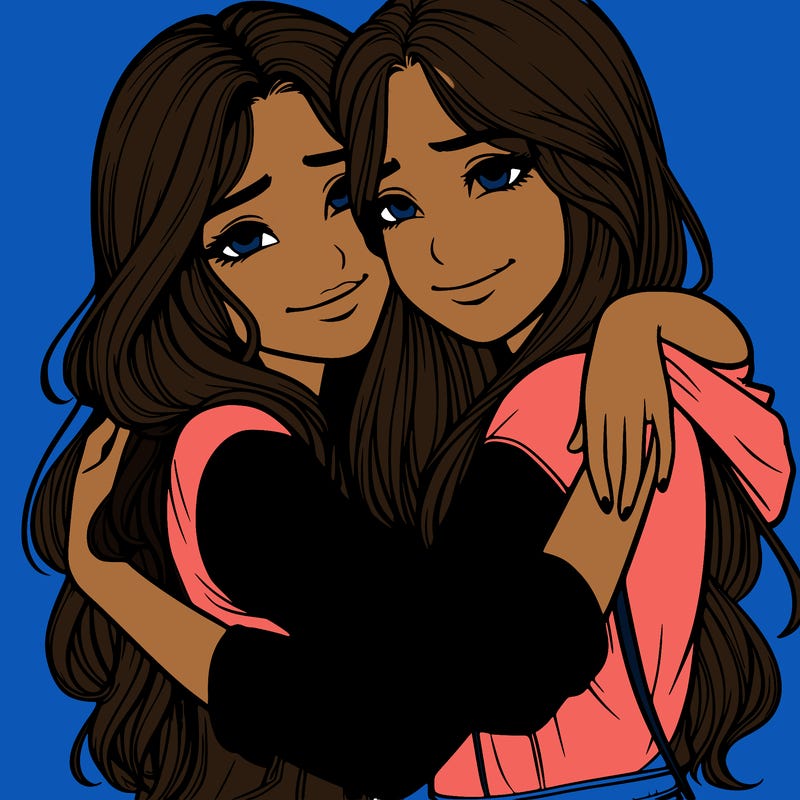 realistic girls hugging