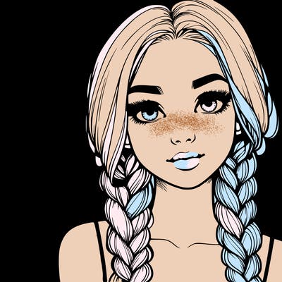 realistic girl with braids