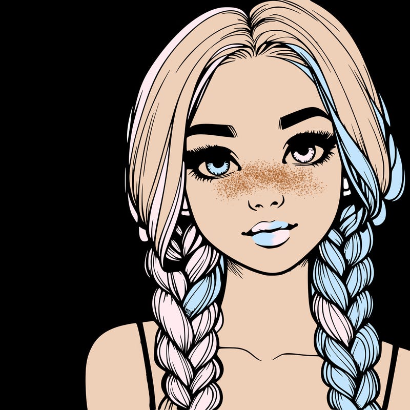 realistic girl with braids