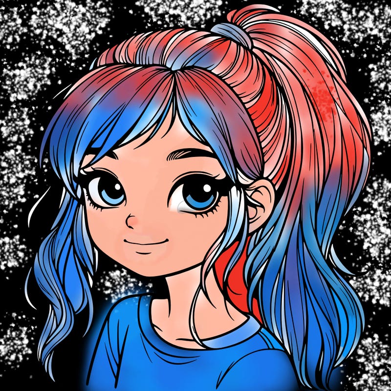 realistic girl with ponytail