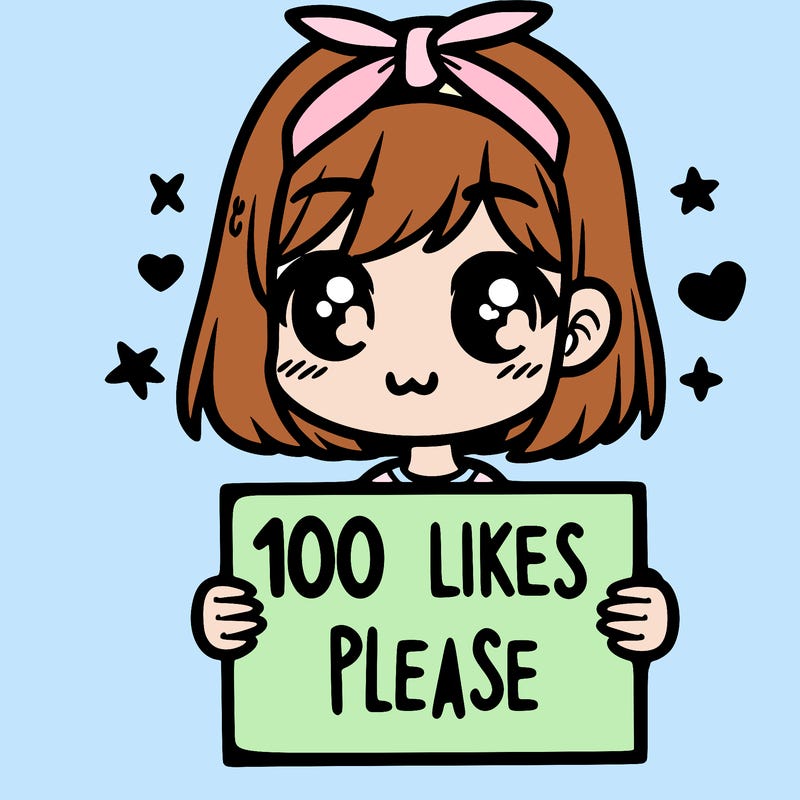 girl holding sign saying 100 likes please