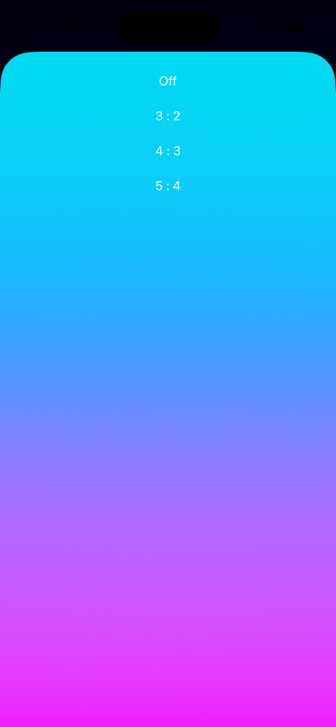 Metronome • Pro Tempo - Polyrhythm selection menu in the Metronome Pro Tempo app featuring a blue and purple gradient background.