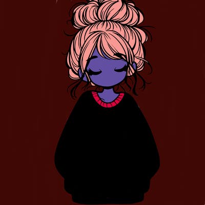 girl with baggy sweatshirt and messy bun