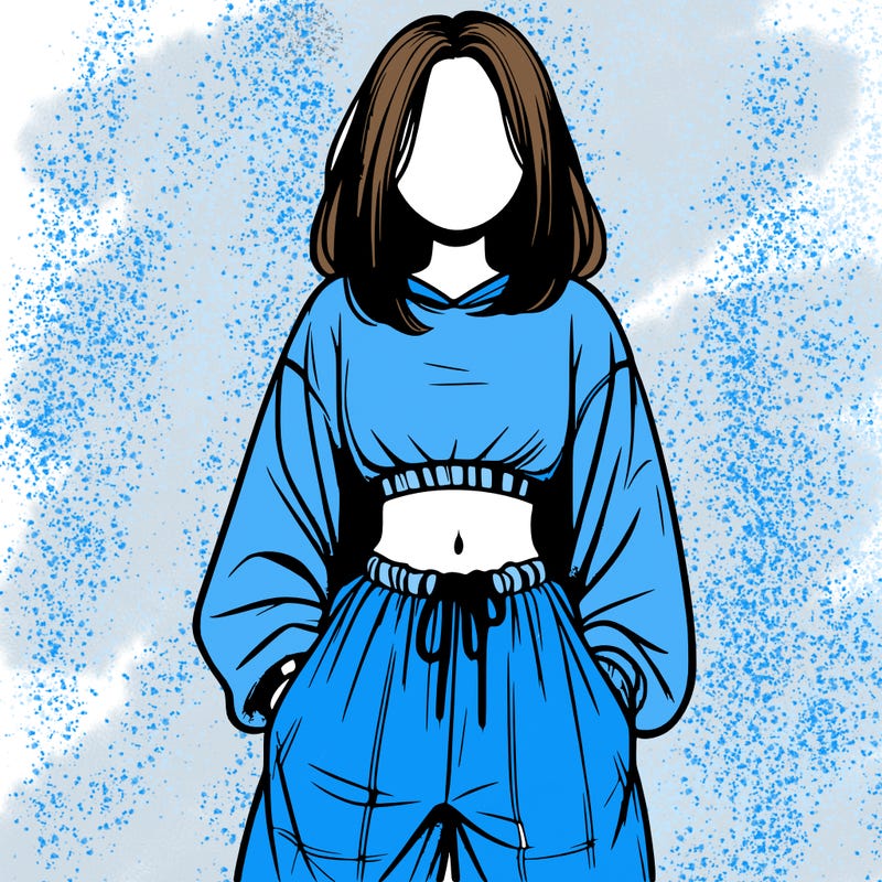 realistic girl faceless with baggy pants and a crop top