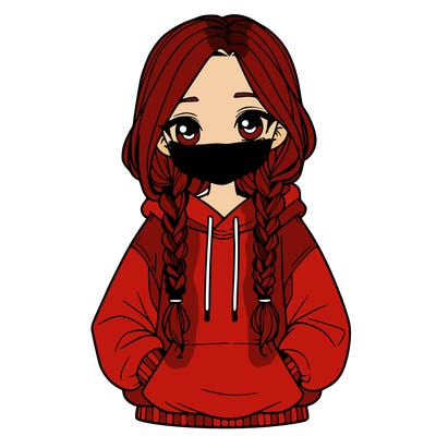 a realistic girl with a oversized hoodie and she has braids