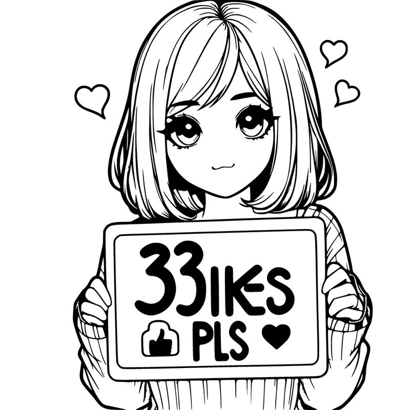 realistic girl holding a sign saying 33 likes pls