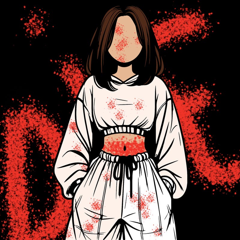 realistic girl faceless with baggy pants and a crop top