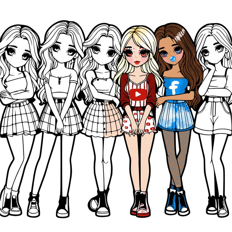 a group of girls realistic