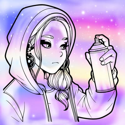 a realistic girl, spray painting