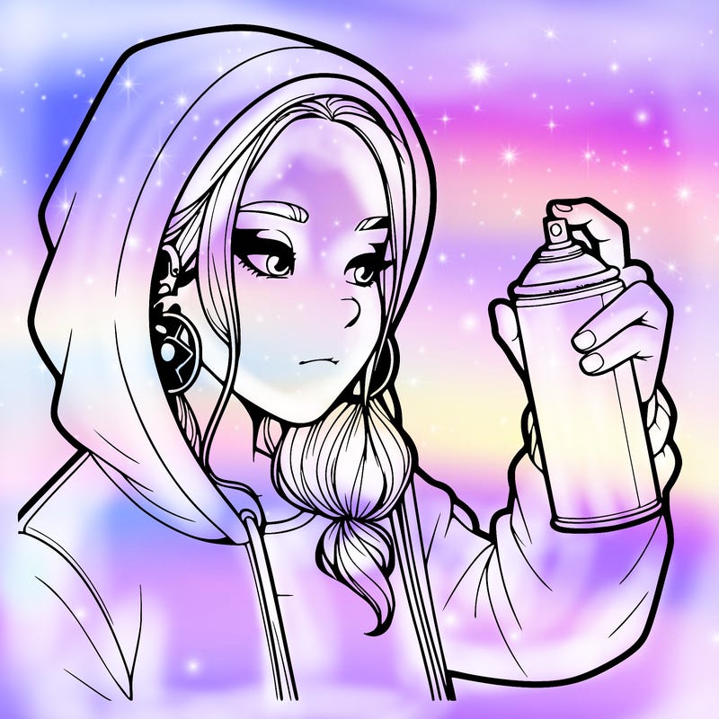a realistic girl, spray painting