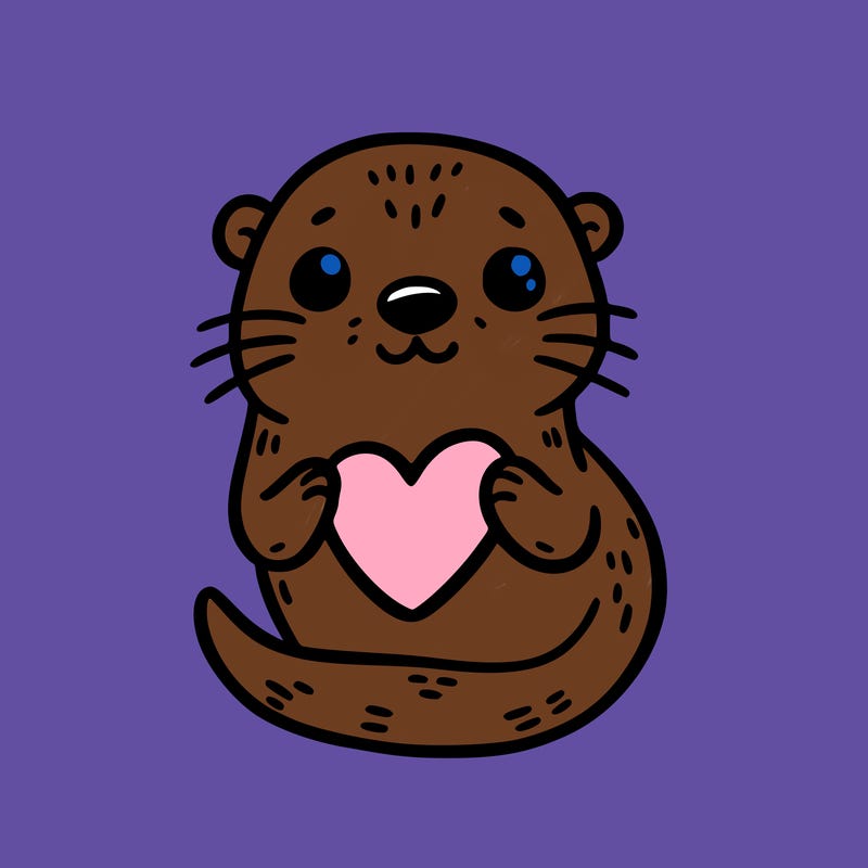 otter with a heart