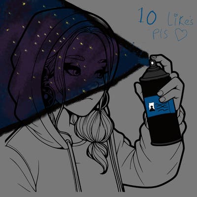 a realistic girl, spray painting