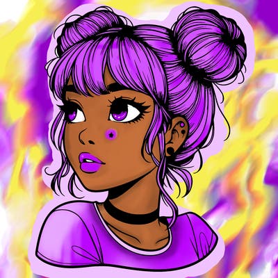 realistic girl with spacebuns