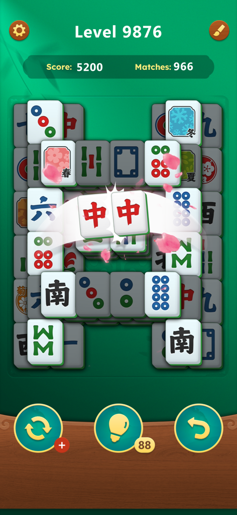 Mahjong Solitaire Card Games - Gioco Mahjong Solitaire classico che mostra due tessere abbinate su una tavola verde