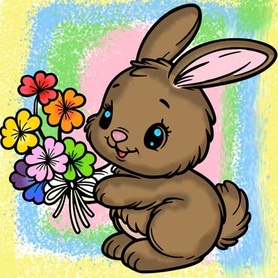 bunny with a bunch of clover