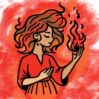 woman with fire