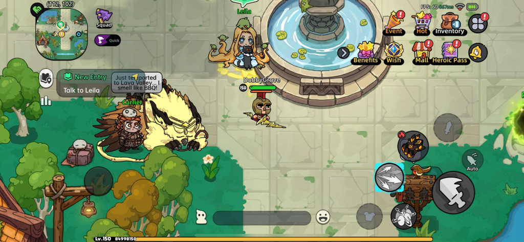 Hero's Land: GrimLoot - Top-down view of Heros Land GrimLoot gameplay showing character movement and quest interface