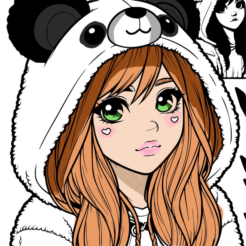 realistic girl in a bear hoodie
