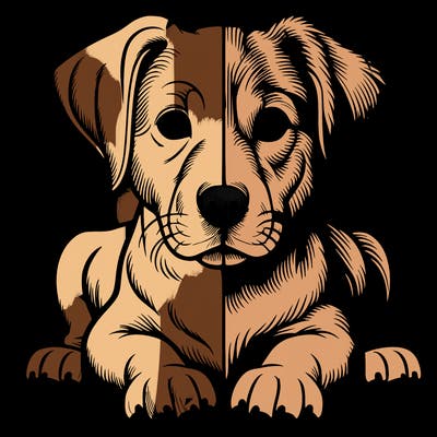 realistic dog split picture