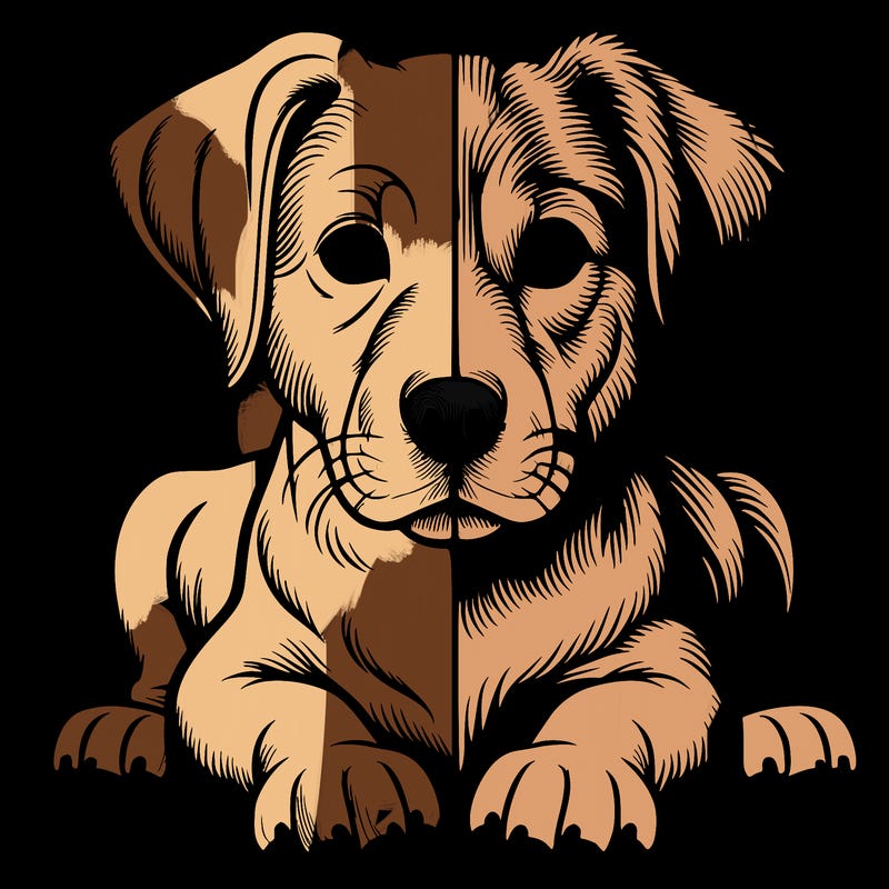 realistic dog split picture
