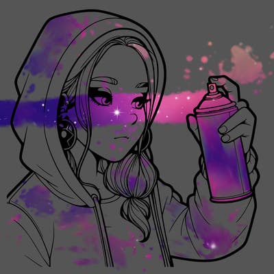 a realistic girl, spray painting