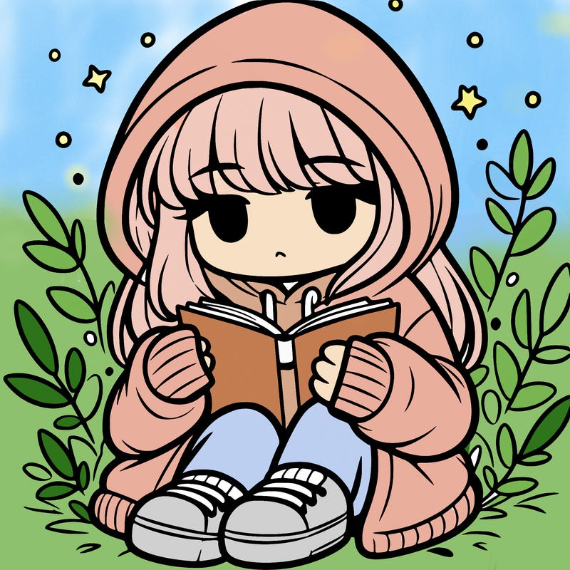 girl in oversized hoodie reading a book