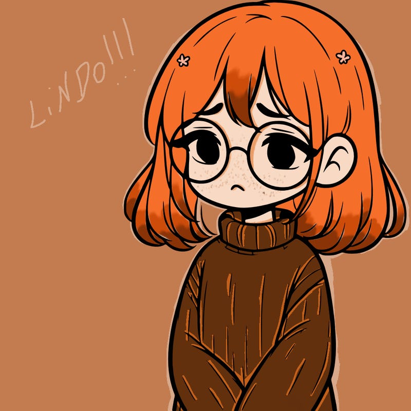 sad girl with glasses in a sweater