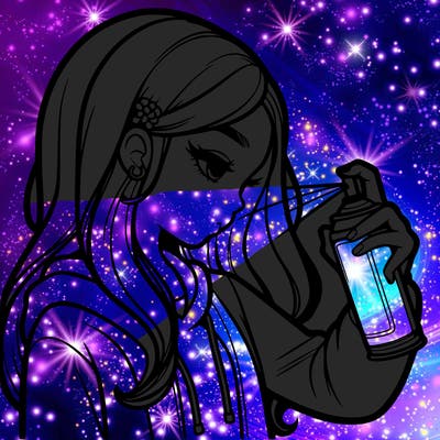 a realistic girl spray painting