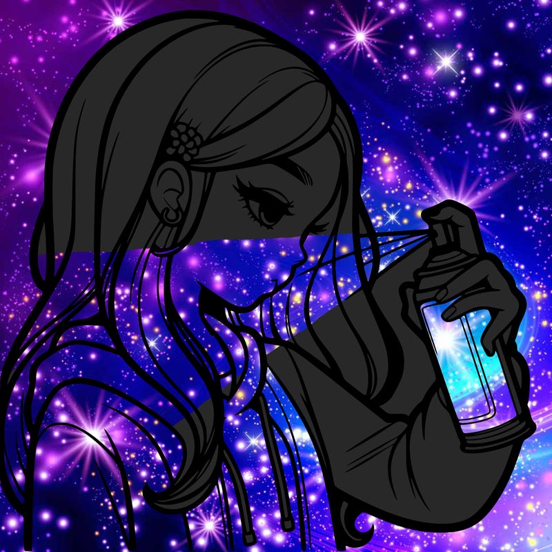 a realistic girl spray painting