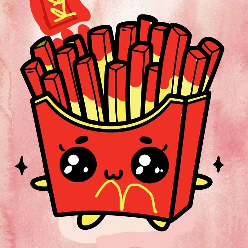 a cute. french fries