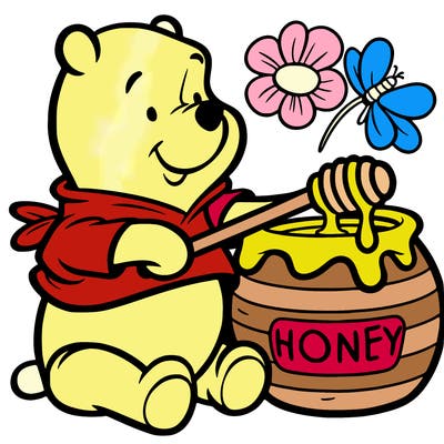 pooh bear in honey pot