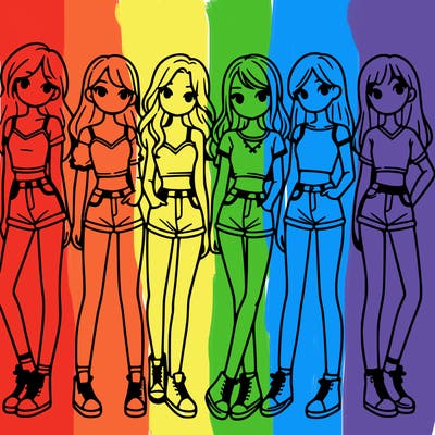 a group of girls wearing crop tops and shorts