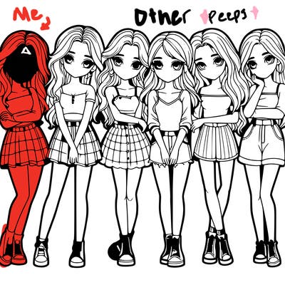 a group of girls realistic