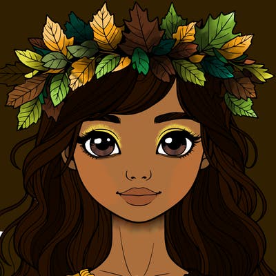 realistic girl with fall leaf crown