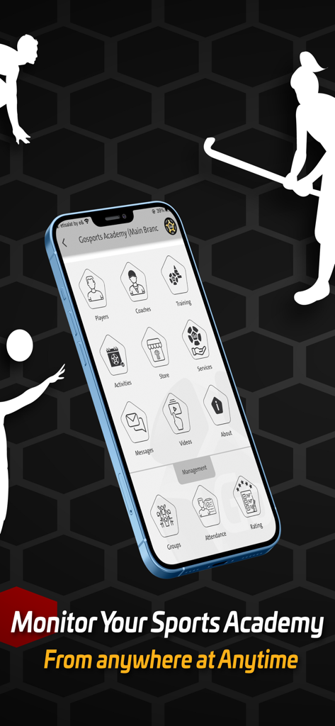 GoSports Network - Panel de control móvil de GoSports Network para la gestión de academias deportivas