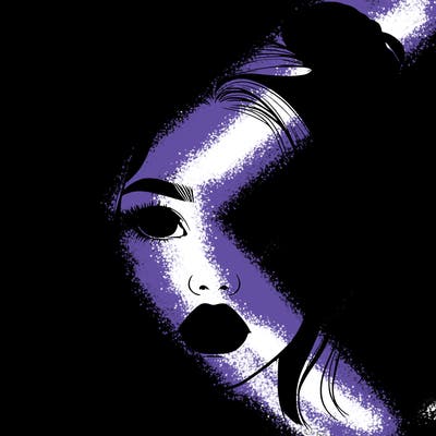 realistic girl with two buns on her hair and lips