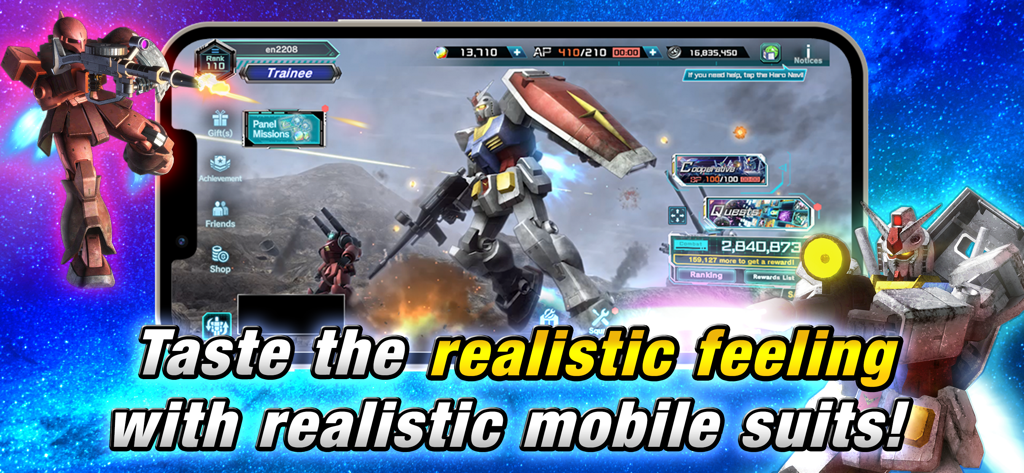 MOBILE SUIT GUNDAM U.C. ENGAGE - High quality 3D Gundam mobile suits on a battlefield in the Mobile Suit Gundam UC Engage game.