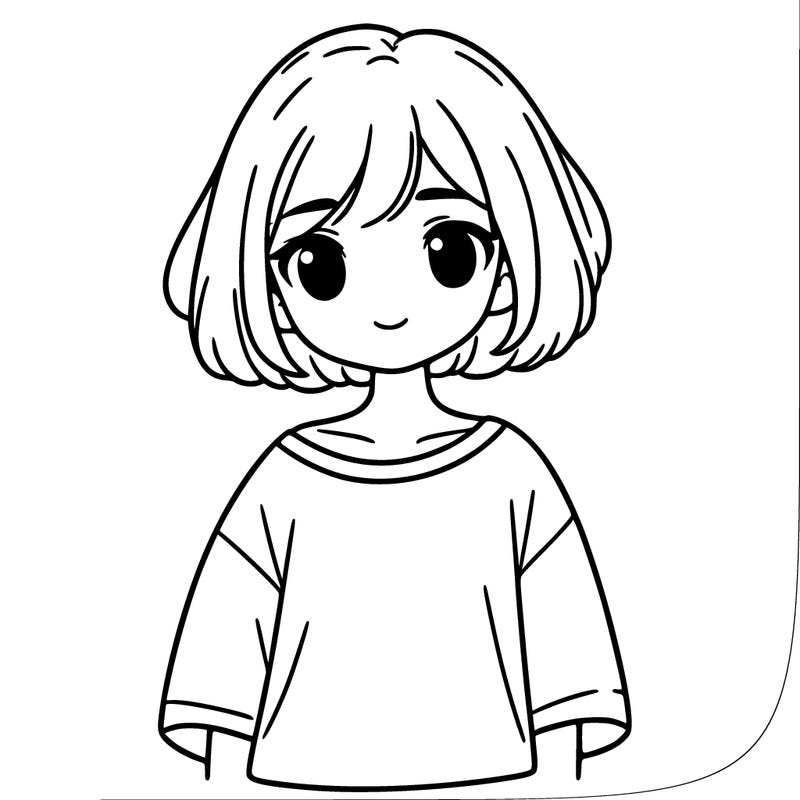 girl with short hair with an oversized tshirt on