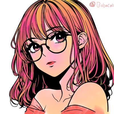 manga woman character with glasses and nice lips