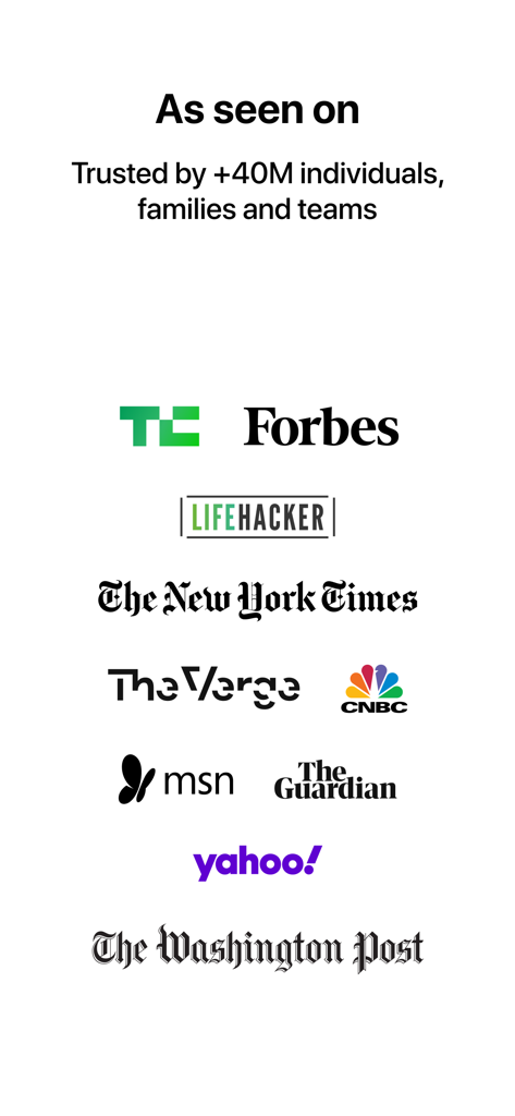 Logotipos de importantes publicaciones de medios, incluidas Forbes y The New York Times, que presentan Any.do.