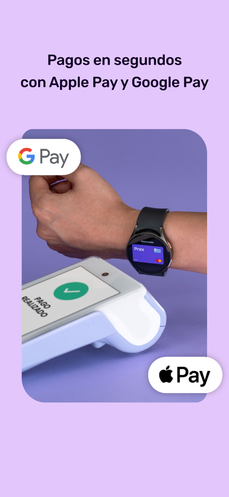 Une personne effectuant un paiement sans contact à l'aide d'une montre connectée équipée de Prex via Apple Pay et Google Pay.