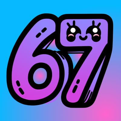 the numbers 67