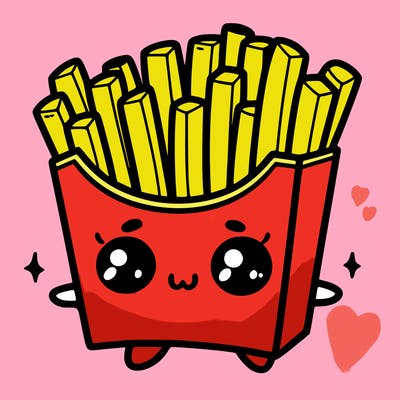 a cute. french fries