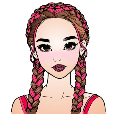 realistic girl with braids