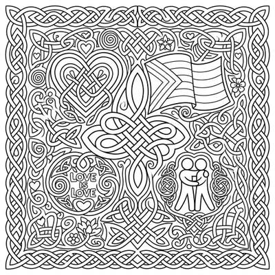 Embrace the spirit of Pride Month with this beautifully intricate Celtic Knot coloring page. Discover a unique design woven with symbols of love, diversity, and continuous connection, ready for your creative touch.