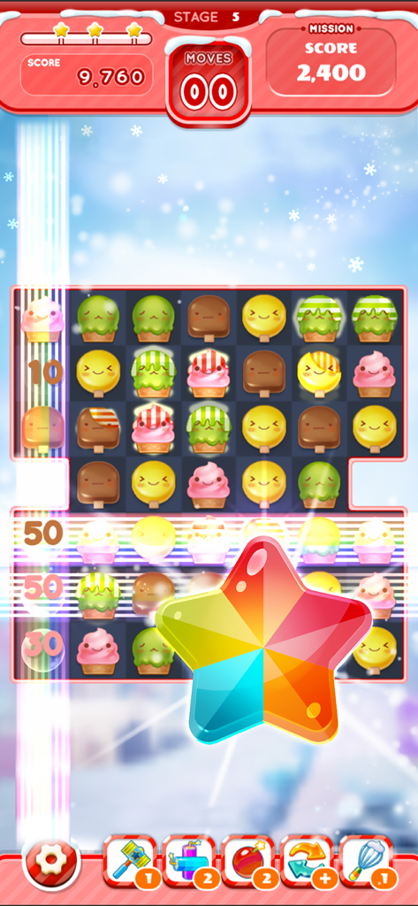 Ice Cream Mania:Match 3 Puzzle - Gameplay of Ice Cream Mania Match 3 Puzzle with cute ice cream characters and rainbow star booster