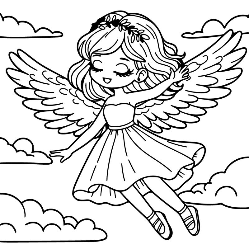 a woman flying with wings