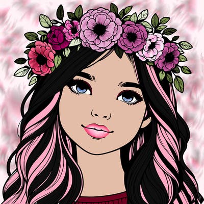 realistic girl with flower crown