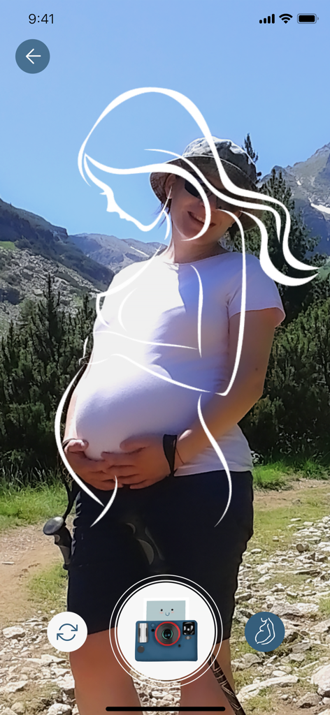GAIA Pregnancy & Parenting - GAIA pregnancy app bump photo album feature with a maternity silhouette overlay